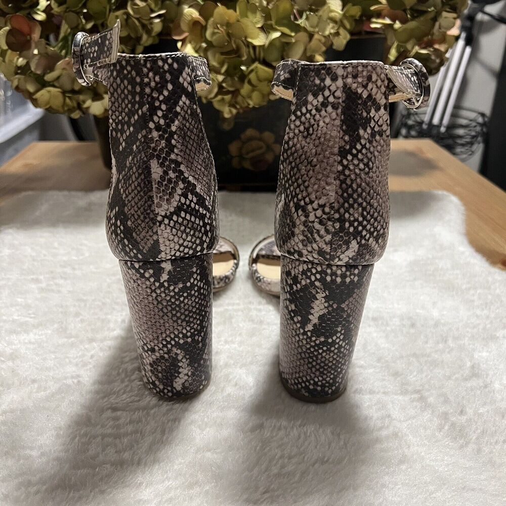 Qupid Snake Embossed Open Toe Chunky Block Heel S… - image 4